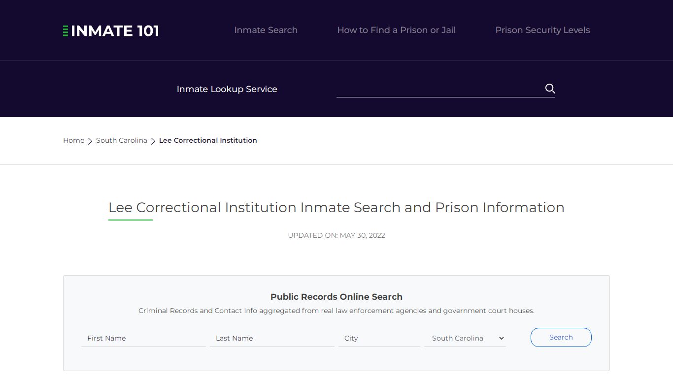 Lee Correctional Institution Inmate Search, Visitation, Phone no ...